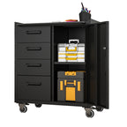 Sturdy Metal Tool Storage Cabinet With Wheels - Tool Storage Cabinet For Garage, Office, And Home Organizer Solutions, Black Gray