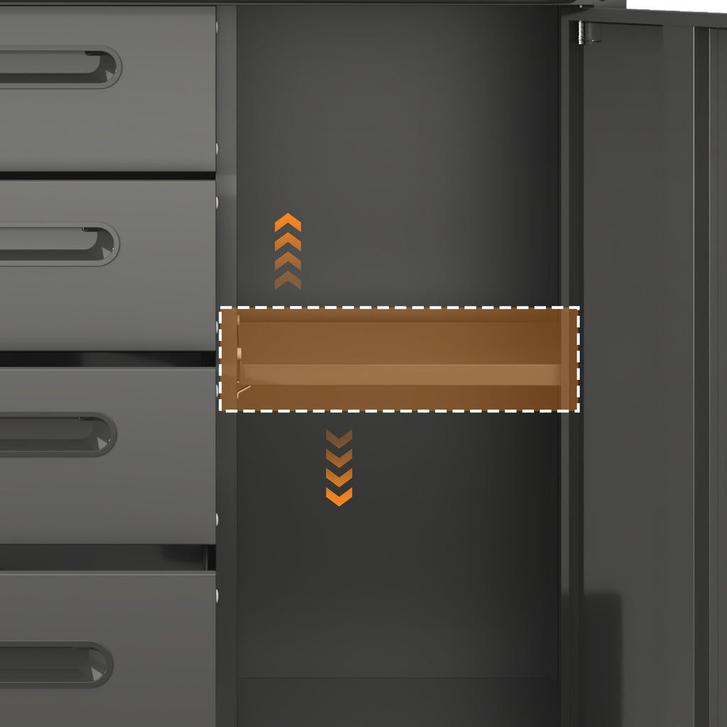 Sturdy Metal Tool Storage Cabinet With Wheels - Tool Storage Cabinet For Garage, Office, And Home Organizer Solutions, Black Gray