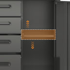 Sturdy Metal Tool Storage Cabinet With Wheels - Tool Storage Cabinet For Garage, Office, And Home Organizer Solutions, Black Gray