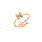 Lxalry 18K Gold Plated Stainless Steel Initial Ring For Women - Adjustable Minimalist Letter A-Z Rings, Personalized Gift Jewelry, Waterproof, Hypoallergenic, Tarnish-Free, Trendy Custom Statement Rin